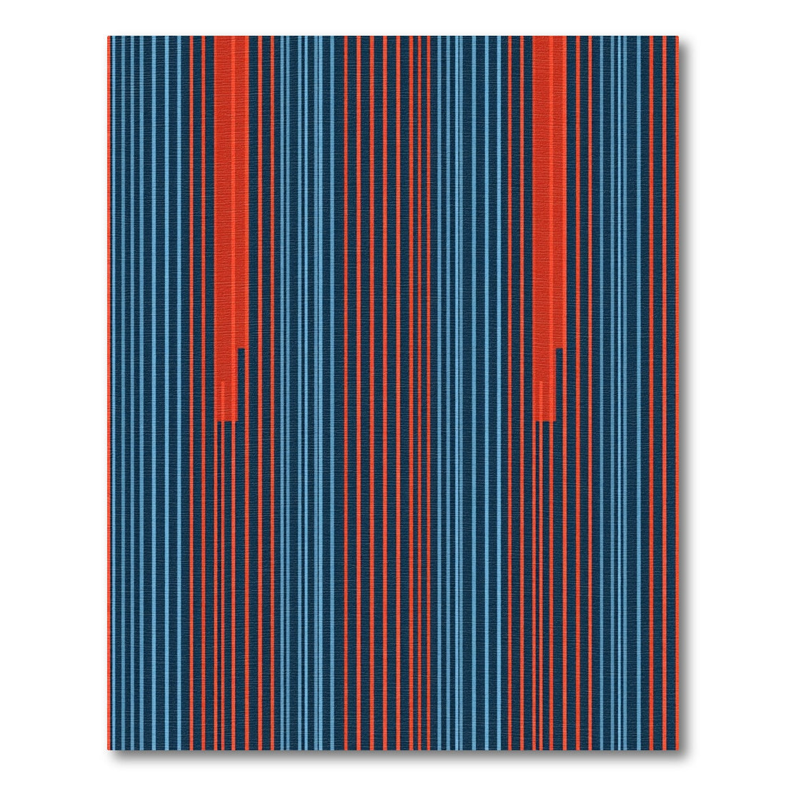 Bold Red Blue Vertical Stripe Rug