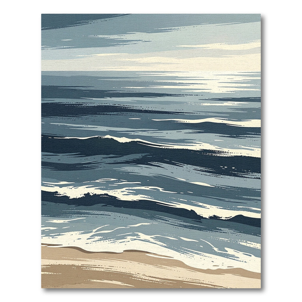 Oceanic Waves Blue Horizon Strokes Rug