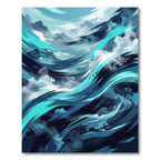 Dynamic Teal And Blue Ocean Swirls Rug