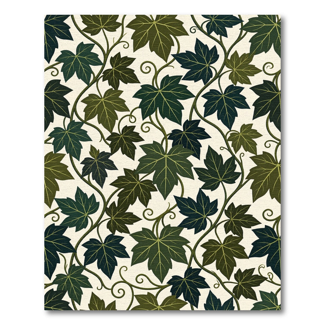 Lush Green Forest Ivy Vine Botanical Rug