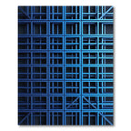 Bright Blue Geometric Shadow Grid Rug