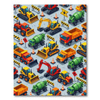 Isometric Construction Vehicle Building Site Rug
