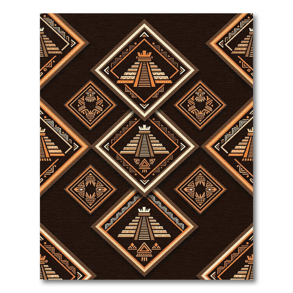 Ancient Brown Terracotta Pyramid Pattern Rug