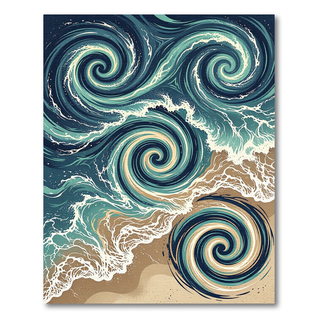 Swirling Ocean Tide Abstract Wave Rug