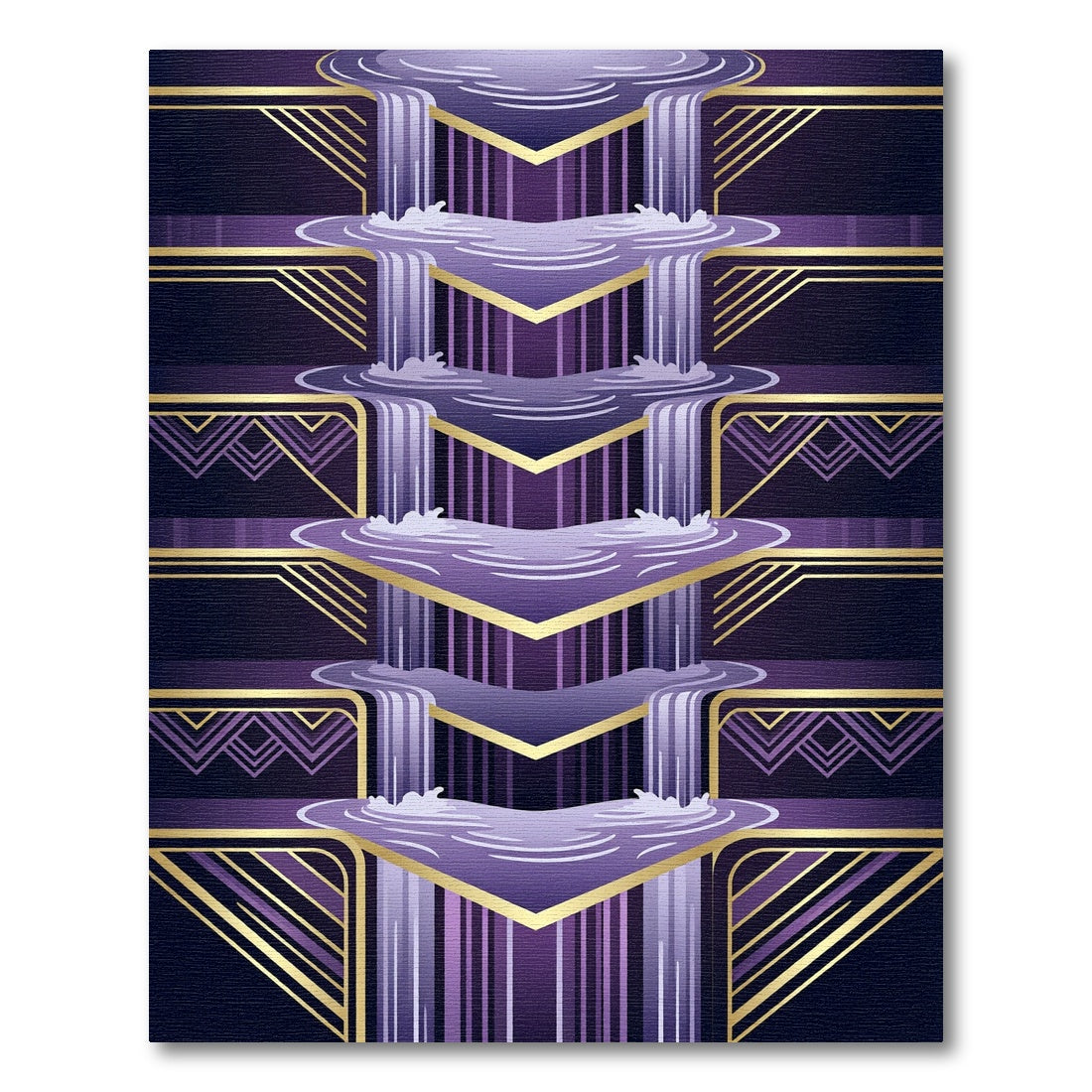 Art Deco Violet Golden Waterfall Geometric Rug