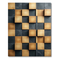 Checkerboard Gold Black Textured Squares Rug