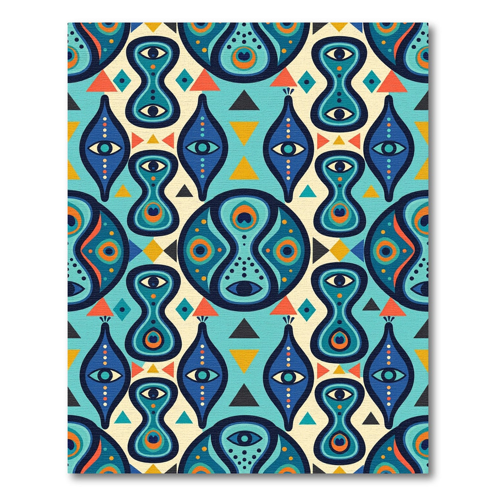 Turquoise Mystical Eye Geometric Abstract Rug