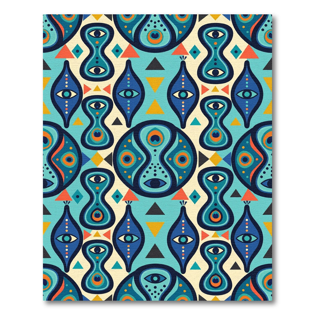 Turquoise Mystical Eye Geometric Abstract Rug
