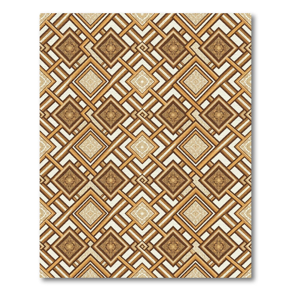 Brown Geometric Interlocking Square Rug