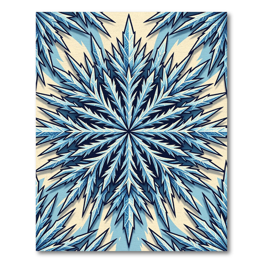 Icy Blue Frost Crystal Snowflake Rug