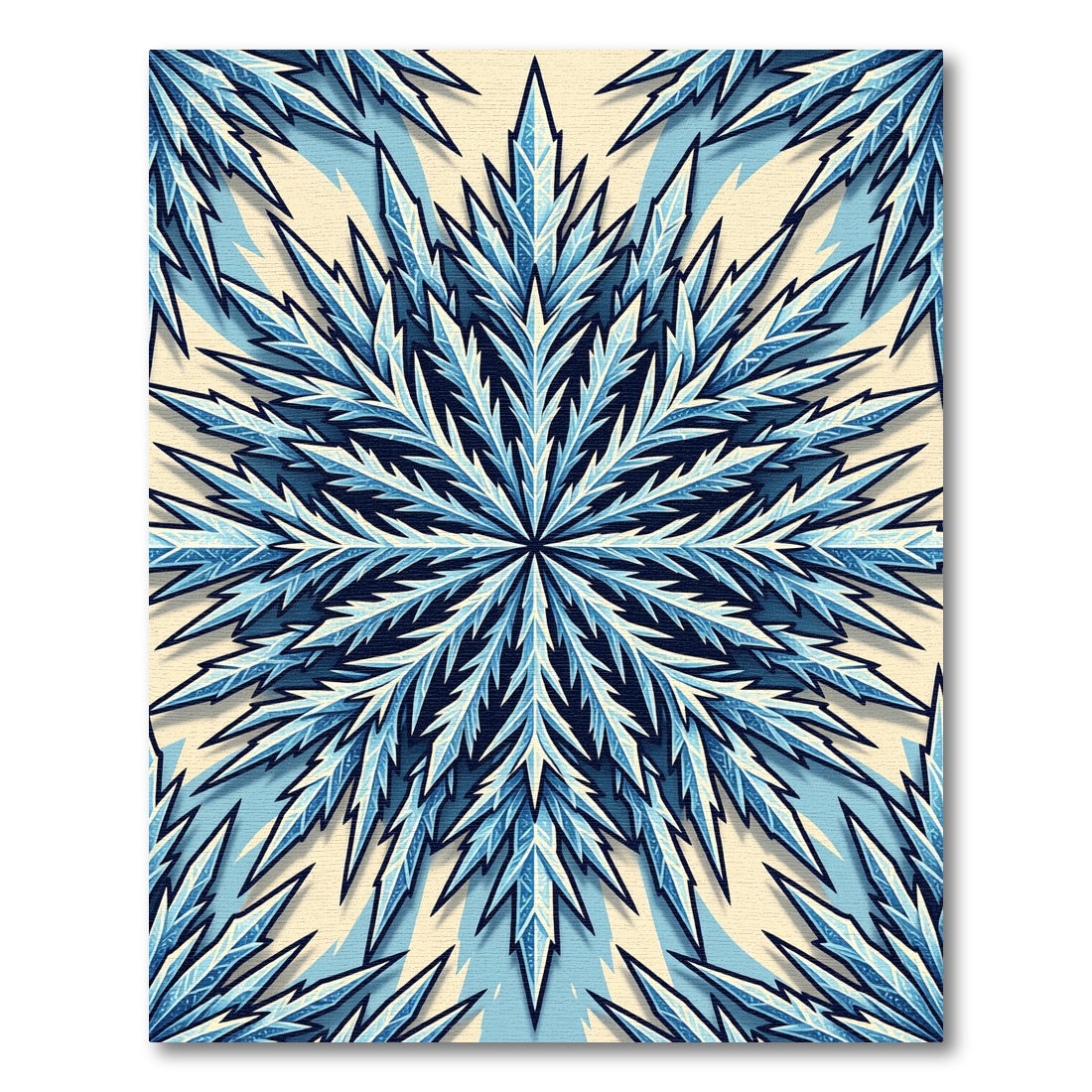 Icy Blue Frost Crystal Snowflake Rug