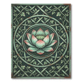 Vintage Sage Green Lotus Lattice Medallion Rug