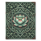 Vintage Sage Green Lotus Lattice Medallion Rug
