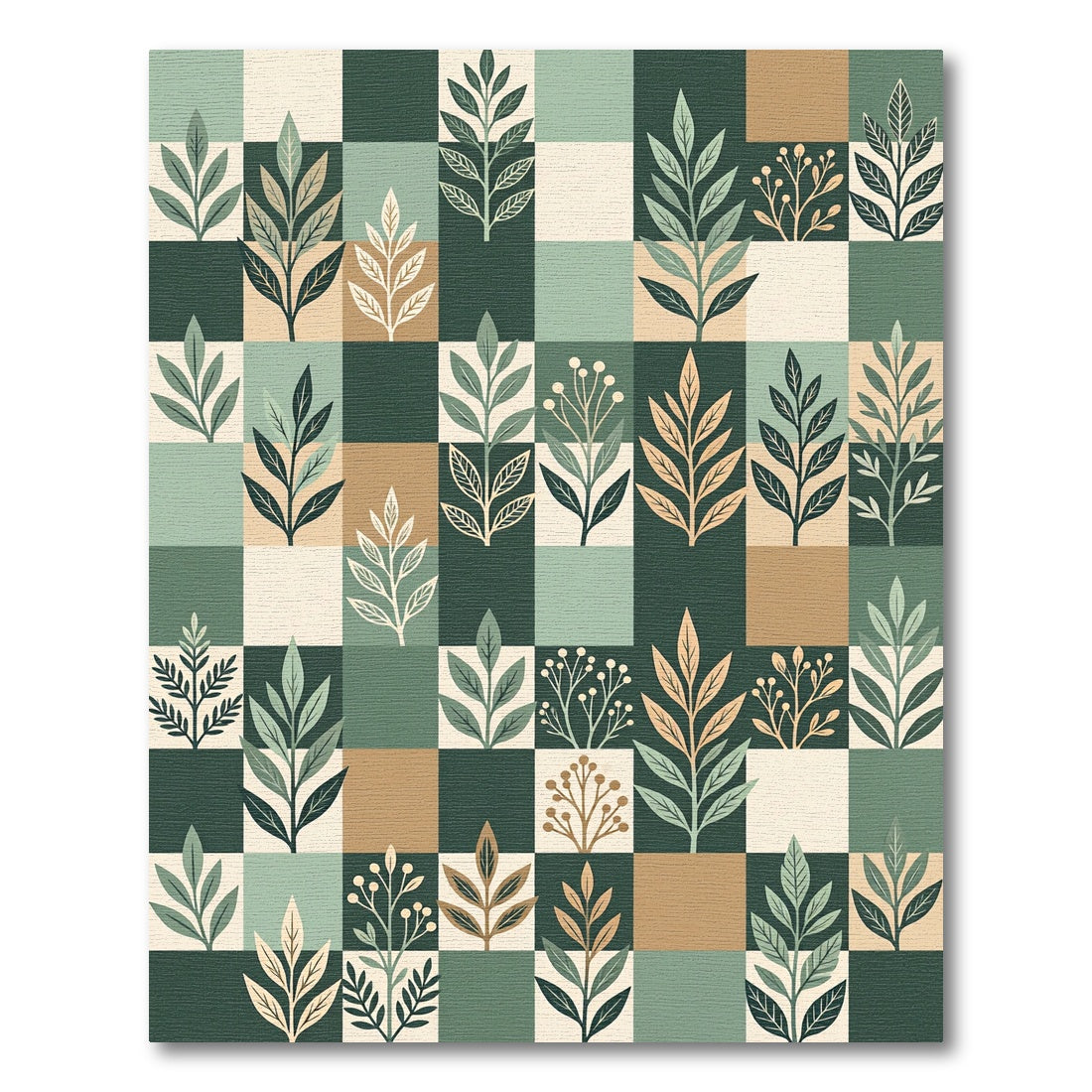 Geometric Botanical Field Rug