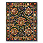 Midnight Amber Floral Pomegranate Medallion Rug