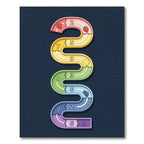 Colorful Serpentine Fruit Number Path Rug
