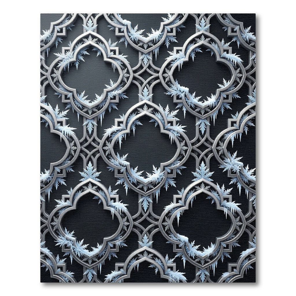 Frosted Silver Gothic Trellis Scroll Rug