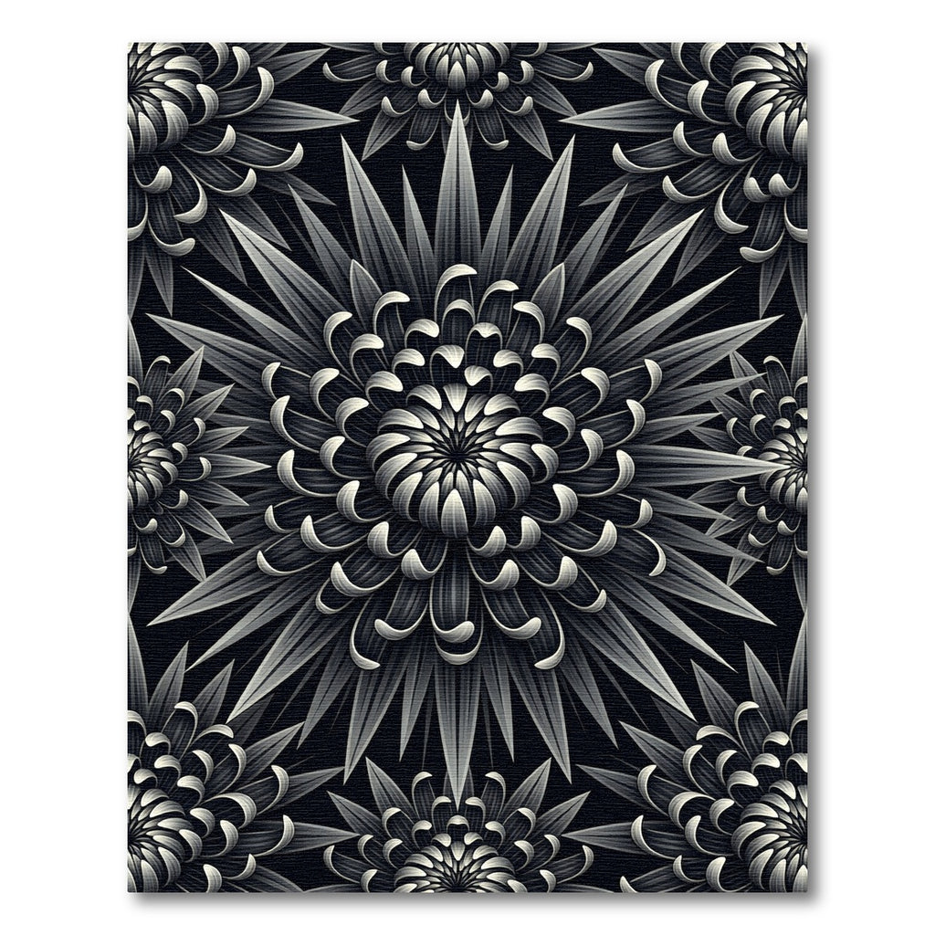 Monochrome Radiant Floral Burst Rug