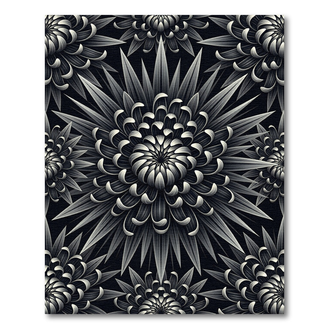Monochrome Radiant Floral Burst Rug