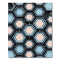 Gray Blue Peach Hexagon Grid Rug