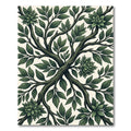 Deep Forest Green Leafy Branches Tree Rug