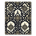Elegant Black Gold Ornate Arched Trellis Rug