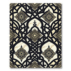 Elegant Black Gold Ornate Arched Trellis Rug