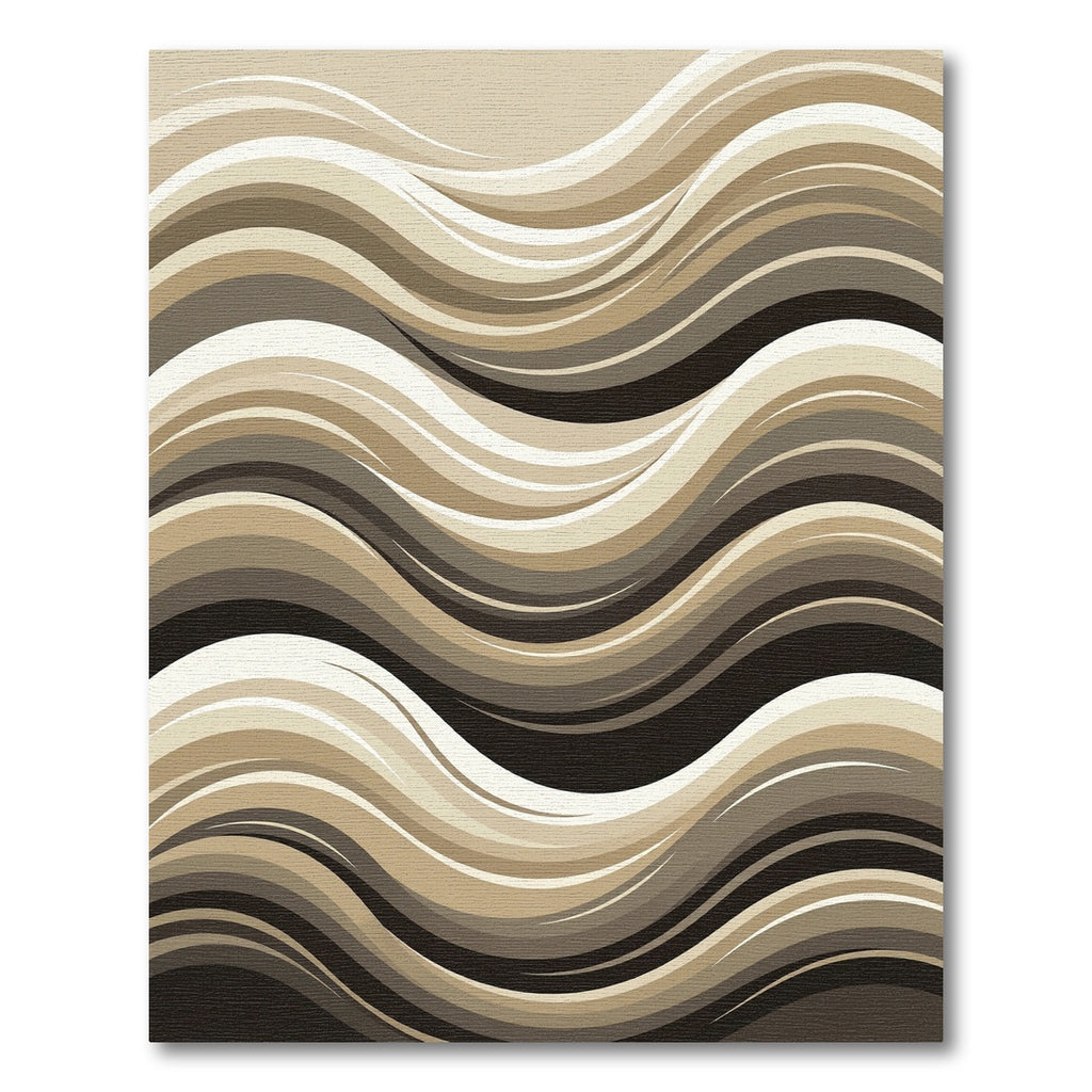 Modern Neutral Flowing Abstract Wave Rug