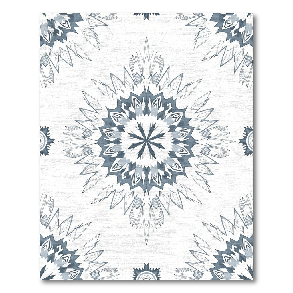 Blue White Radial Sunburst Rug