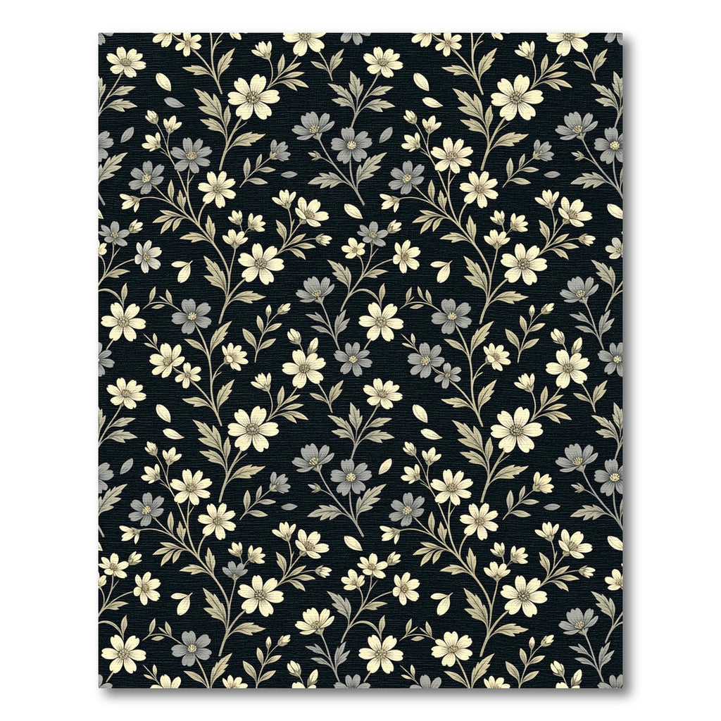 Cream and Grey Floral Vine Rug