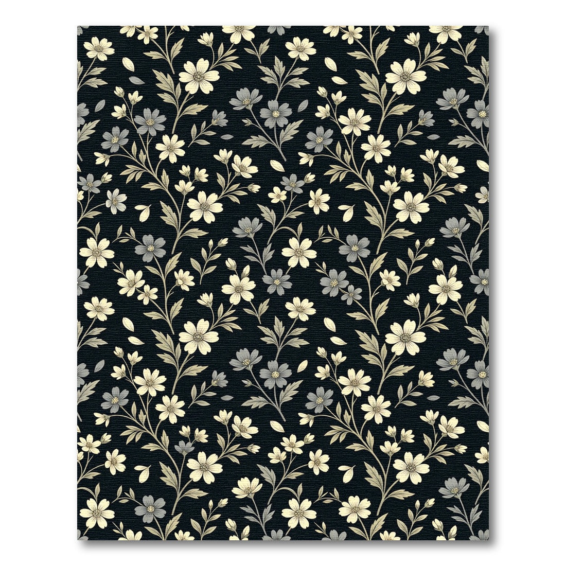 Cream and Grey Floral Vine Rug