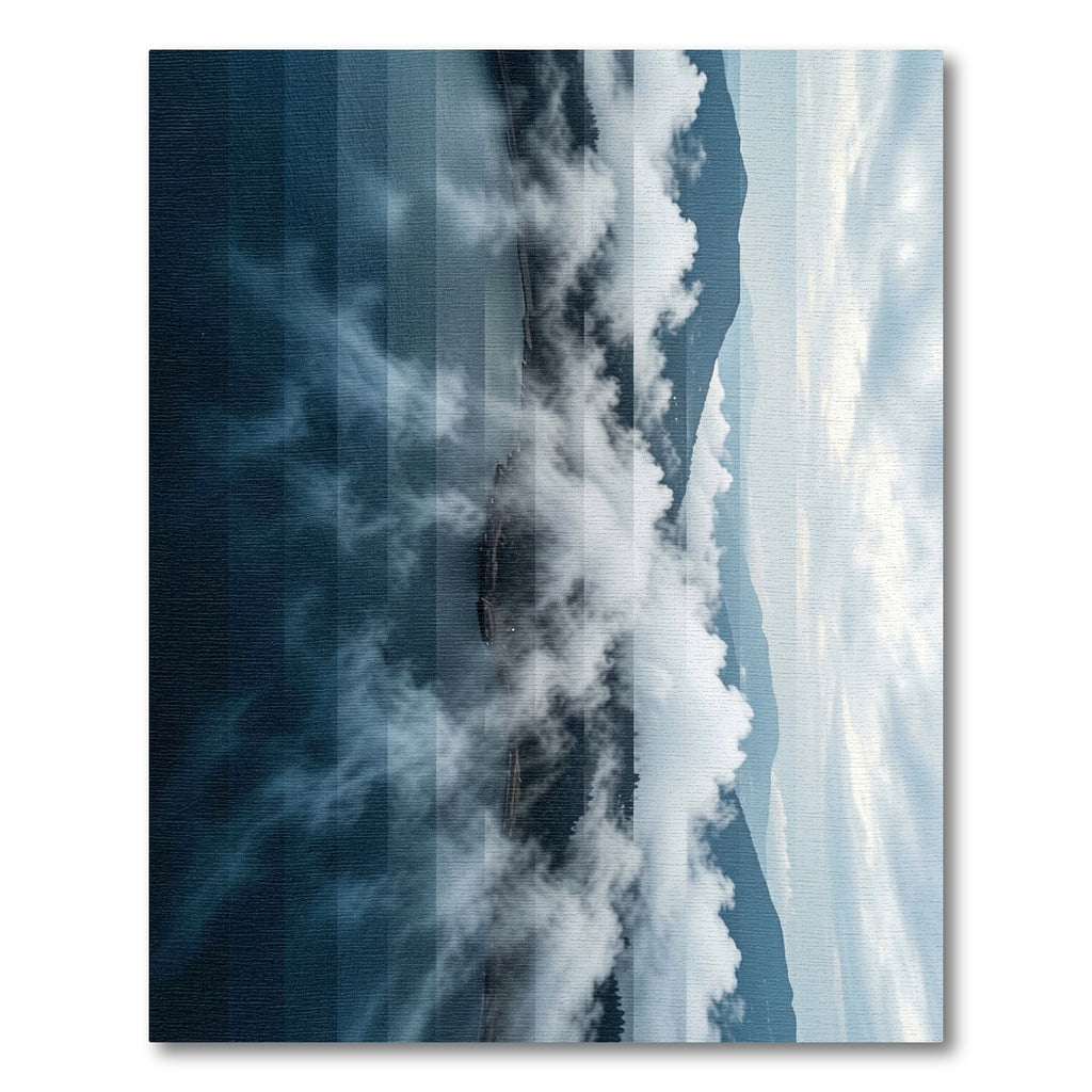 Ethereal Mountain Mist Blue Landscape Rug