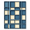 Deep Blue Grid Square Windows Rug