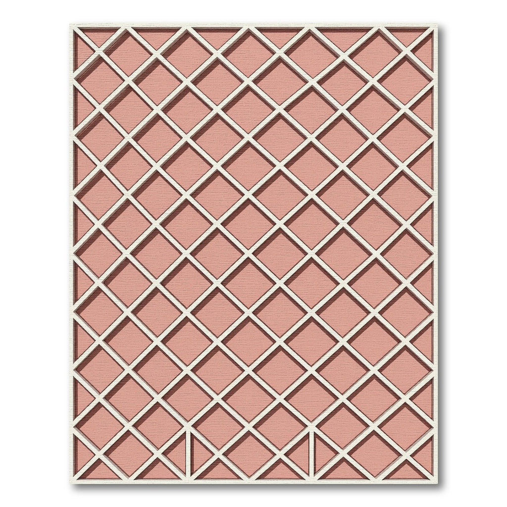 Blush Pink Intersecting Diamond Grid Rug