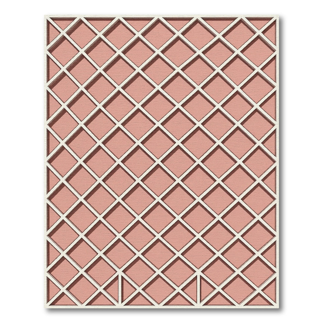 Blush Pink Intersecting Diamond Grid Rug