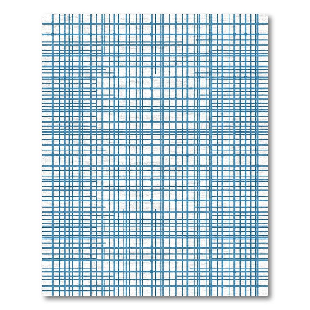Blue Structured Linear Grid Rug