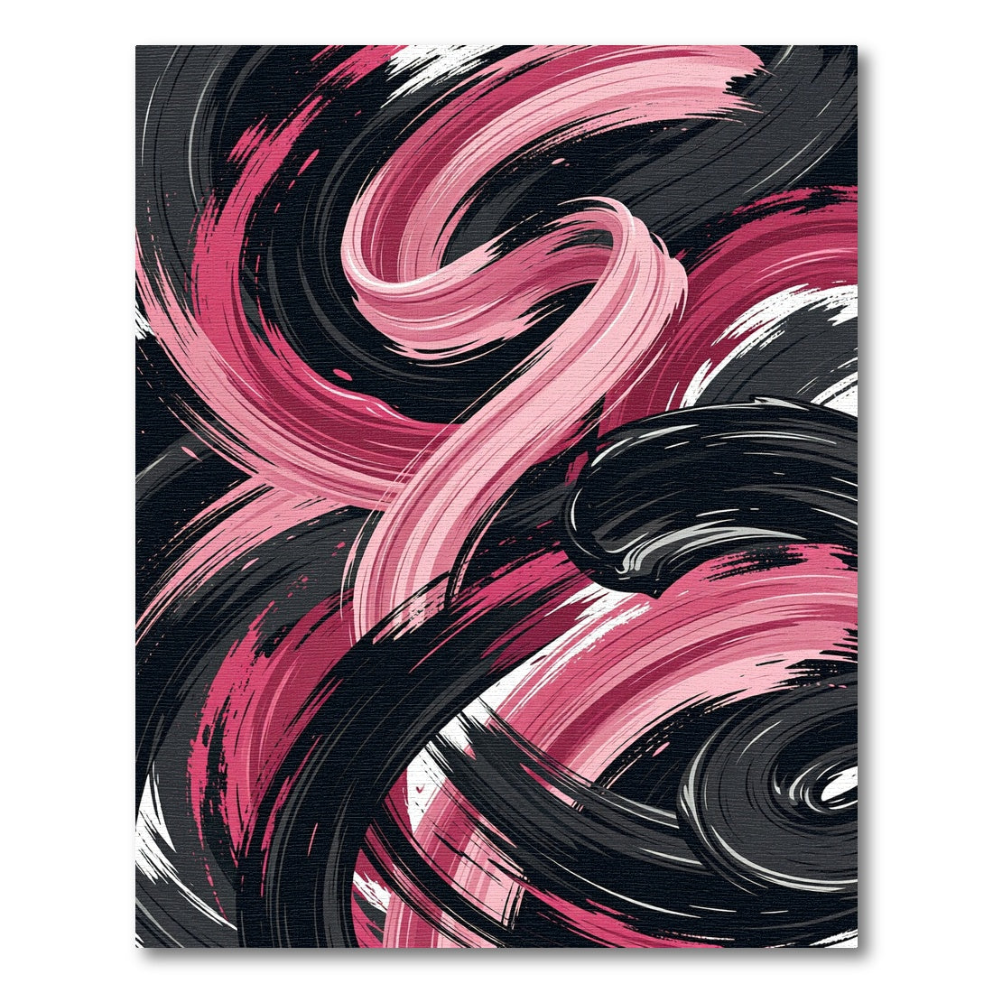 Bold Abstract Pink and Black Swirl Rug