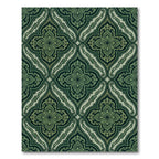 Earthy Green Palmette Arabesque Rug
