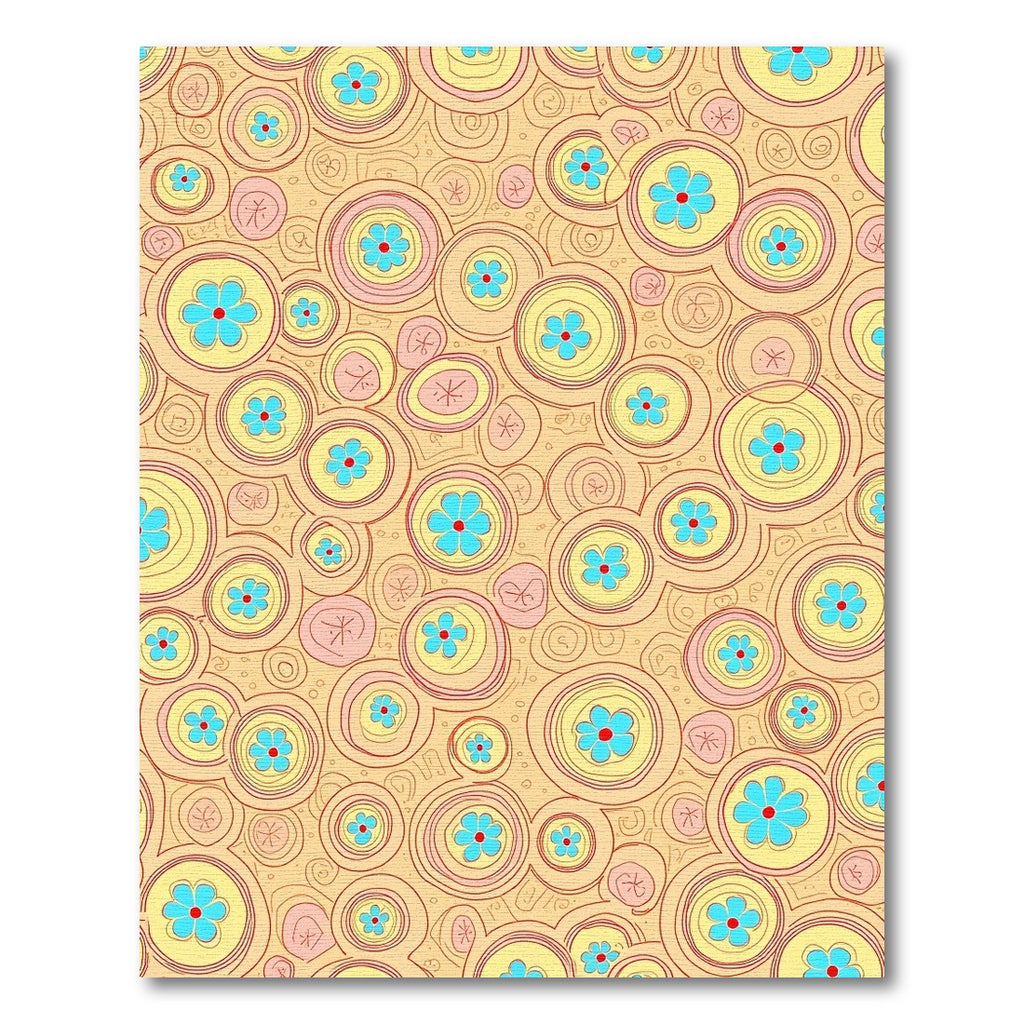 Whimsical Yellow Blue Flower Circles Rug
