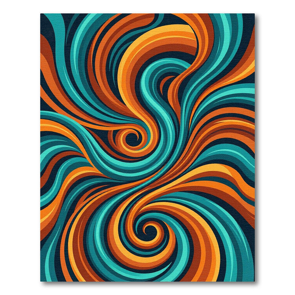 Swirling Teal and Amber Abstract Flow Rug