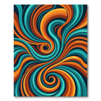 Swirling Teal and Amber Abstract Flow Rug