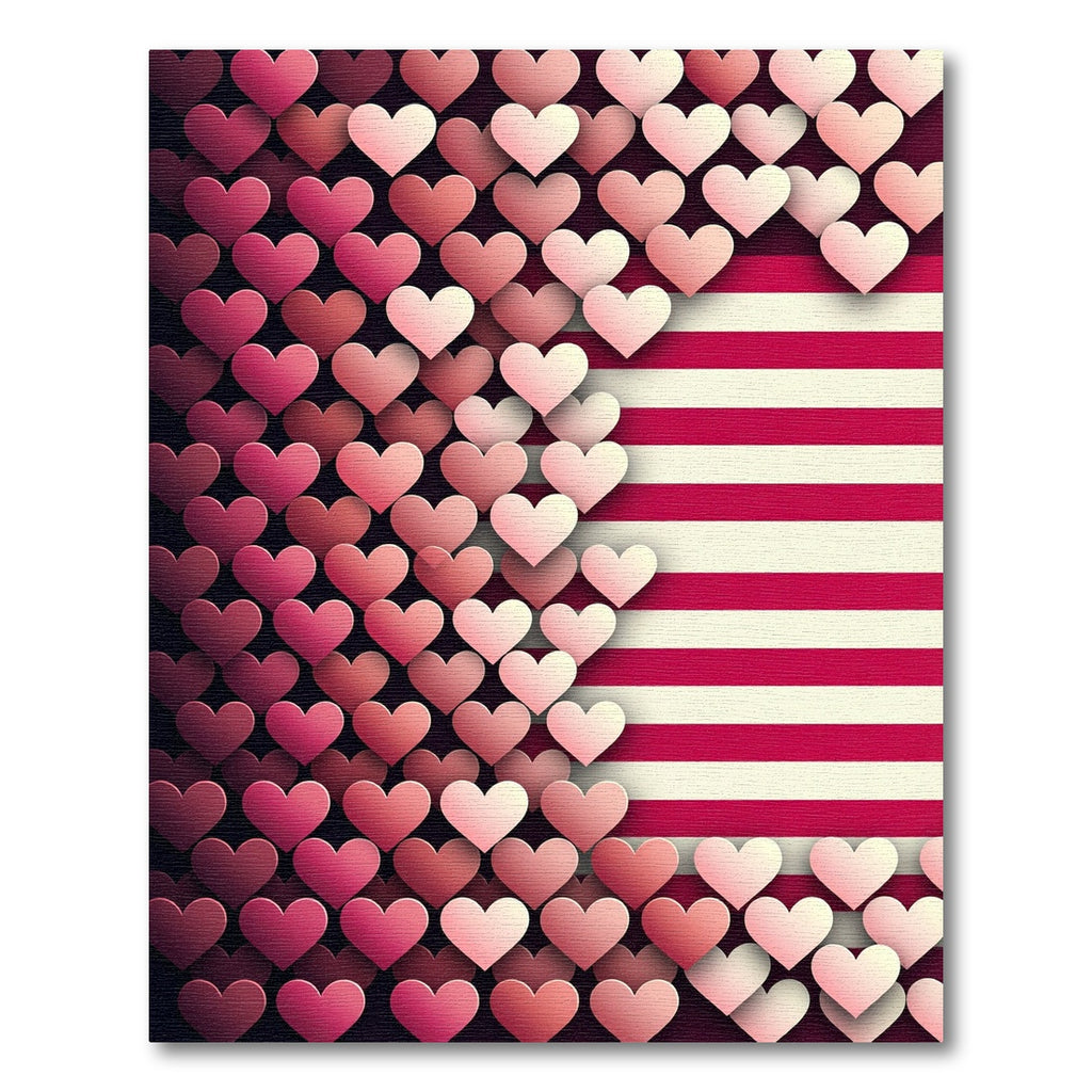 Pink Heart Stripes Composition Rug