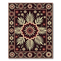 Deep Red Floral Sunburst Medallion Rug