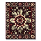 Deep Red Floral Sunburst Medallion Rug