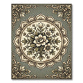Vintage Sage Floral Medallion Illustration Rug