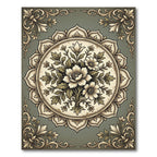 Vintage Sage Floral Medallion Illustration Rug