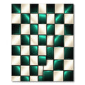 Emerald Cream Metallic Chessboard Rug
