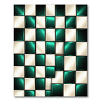 Emerald Cream Metallic Chessboard Rug