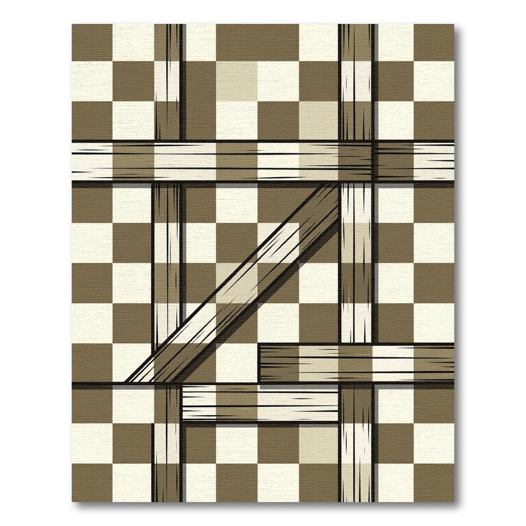 Brown White Checkered Intersecting Lines Rug