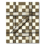 Brown White Checkered Intersecting Lines Rug